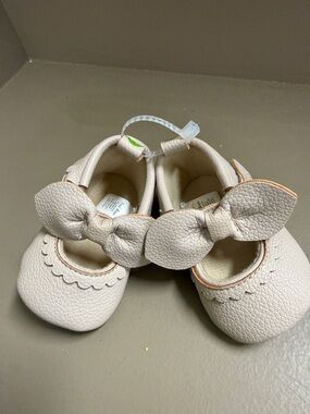 First Steps Baby Bow Mary Jane Shoes - Light Pinkish Tan, New